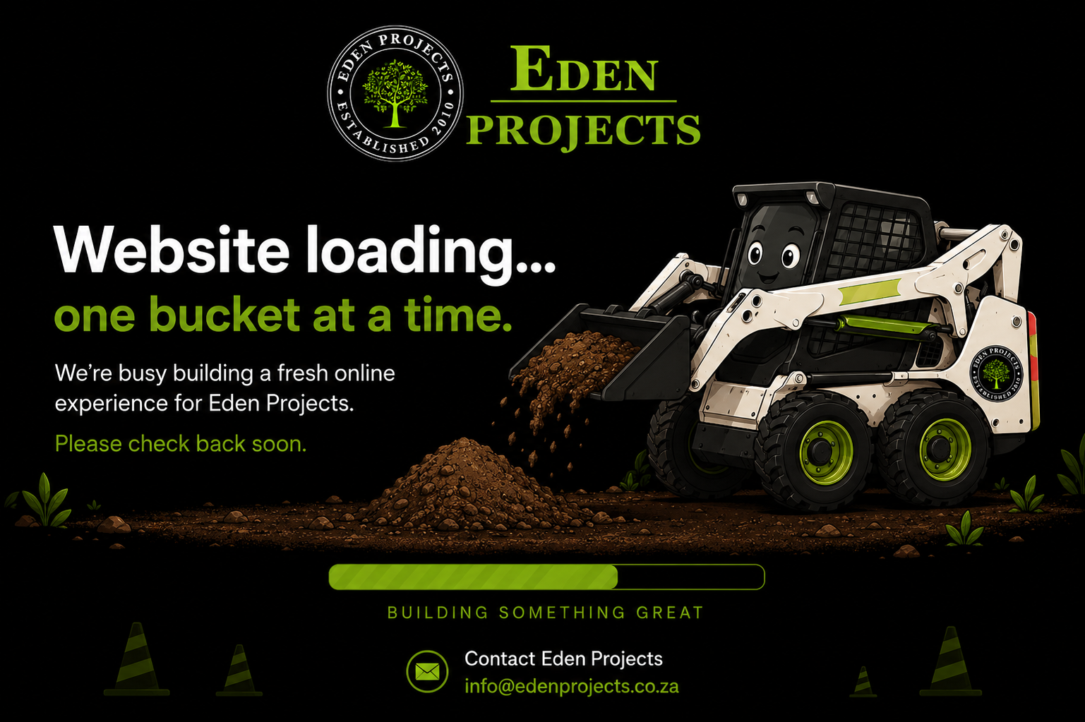 Eden Projects website loading one bucket at a time. Please check back soon.